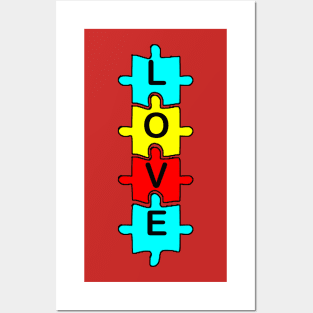 Autism Awareness Support Puzzle Design & Quote Inspirational LOVE Gifts Posters and Art